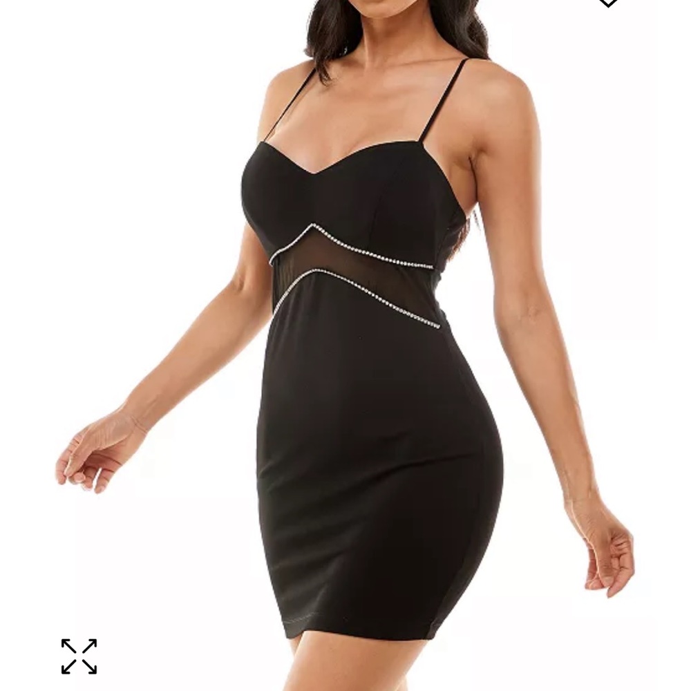 Emerald Sundae black dress with mesh and rhinestone detailing (S)